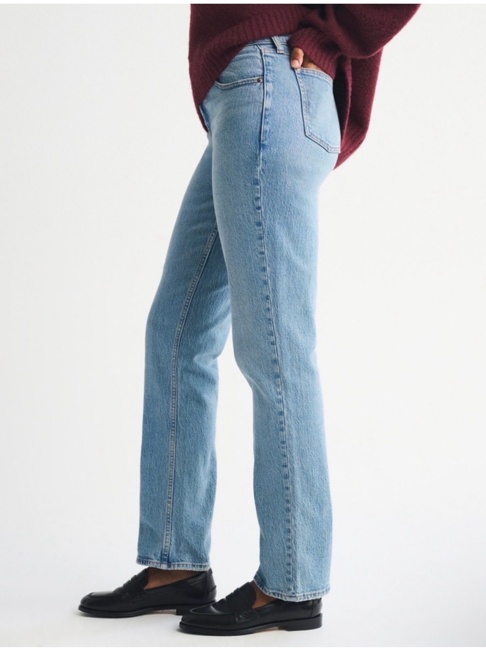 Abercrombie & Fitch Curve Love Mid Rise 90s Straight Jeans 27 Long
